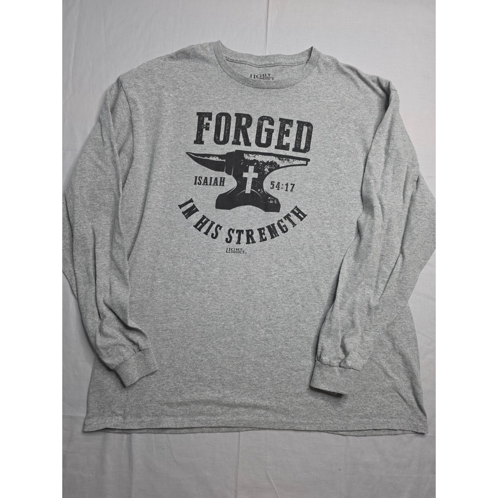 Light Source Shirt Men's XL Heather Gray Forged In His Strength Isaiah Graphic